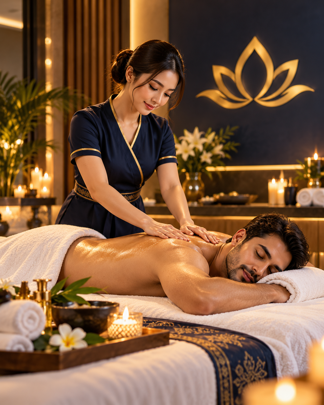 Spa oils and flowers